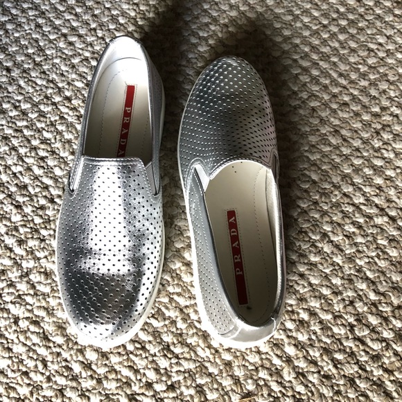 LIKE NEW Metallic Prada Sneaker - Picture 1 of 6